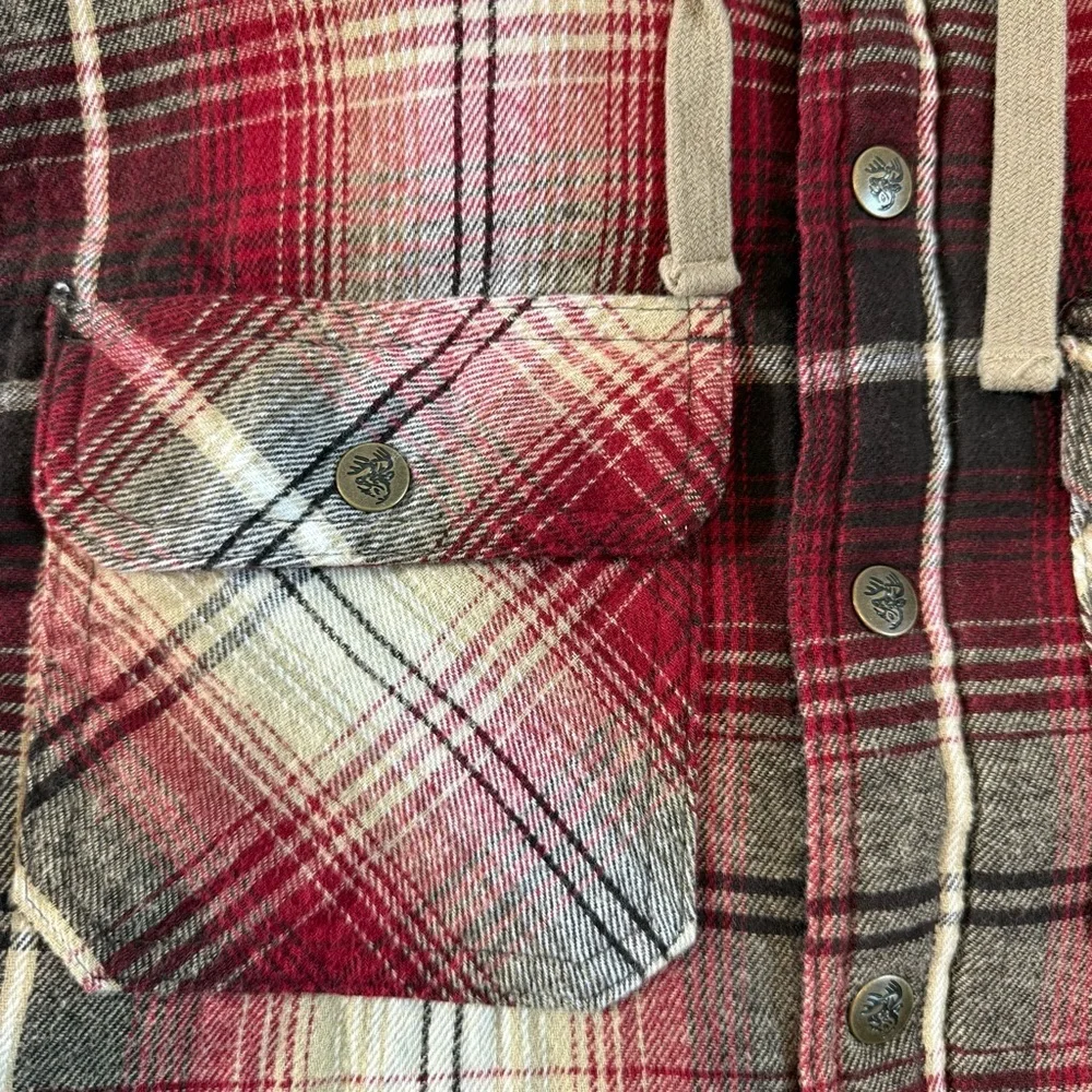 Legendary Outfitters Plaid Quilted Flannel Jacket Hooded Snap Shirt Small